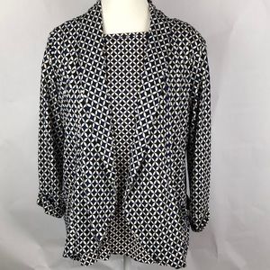 Robert Louis 2 piece Twin set Black Blue PM Petite Medium MP